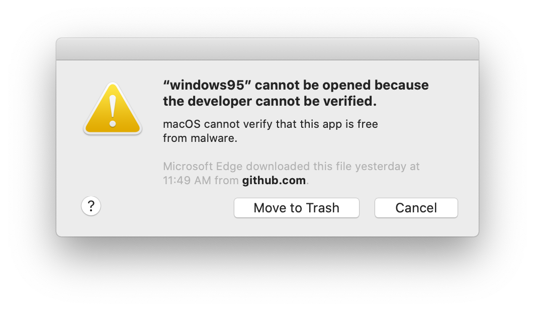 macOS Catalina Gatekeeper の警告: このアプリは、開発元が未確認のため開けません