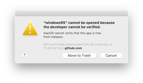 macOS Catalina Gatekeeper warning: The app cannot be opened because the developer cannot be verified